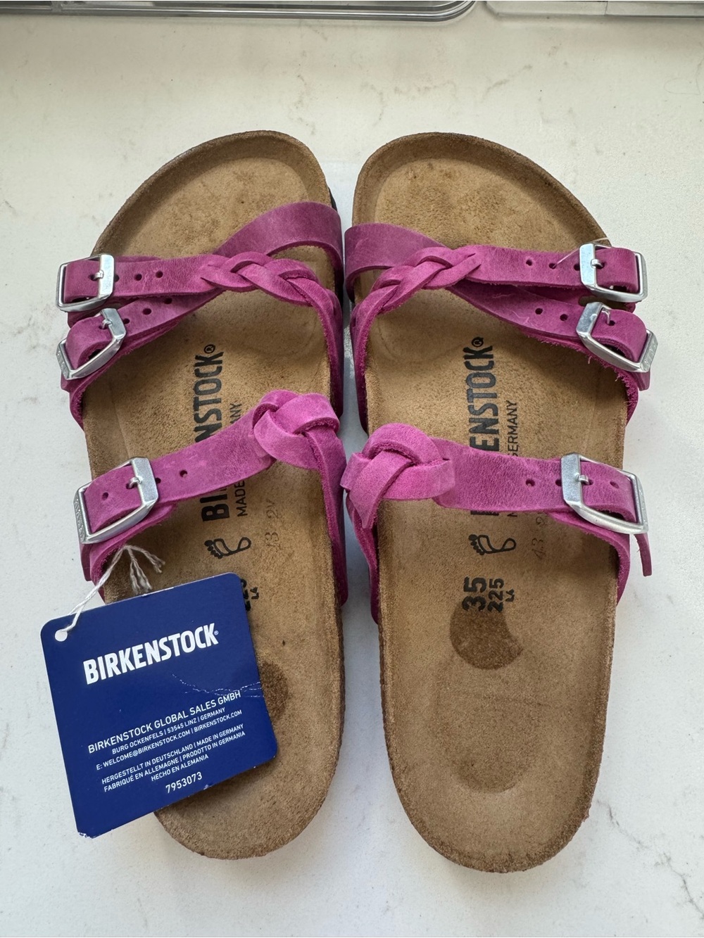 Birkenstock Fuchsia Pink Suede Knot-Strap Sandals